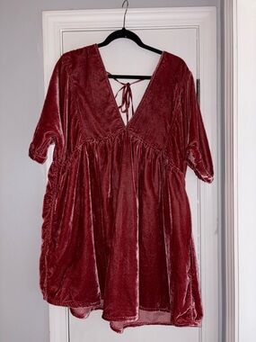Free People Velvet V-Neck Dress